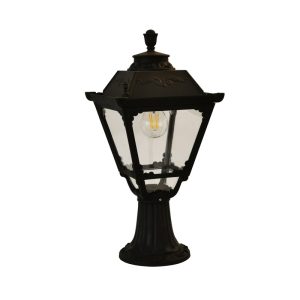 IM1 LAMPARA FAROL DE PISO NEGRO DIFUSOR TRANSPARENTE 56030A-BK 1L E27 PLASTICO
